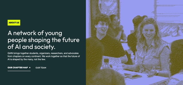 Global AI Youth Network about page — a network of young people shaping the future of AI