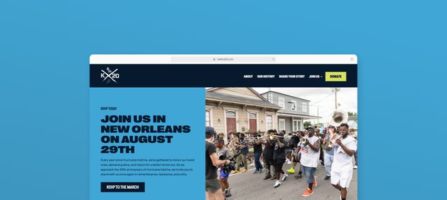 Katrina 20 website hero image with commemoration theme